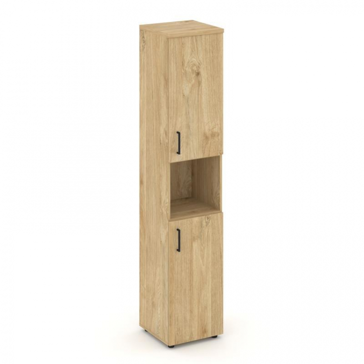 Style Project Шкаф высокий узкий SN.STU-107(R) Тиквуд Светлый/Черный Ручки 400*400*1982