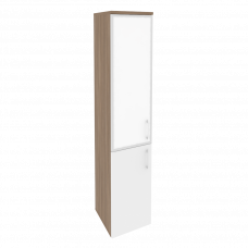 Onix Шкаф высокий узкий левый O.SU-1.2 R (L) white Дуб Аризона/Белый Бриллиант/Стекло White 400*420*