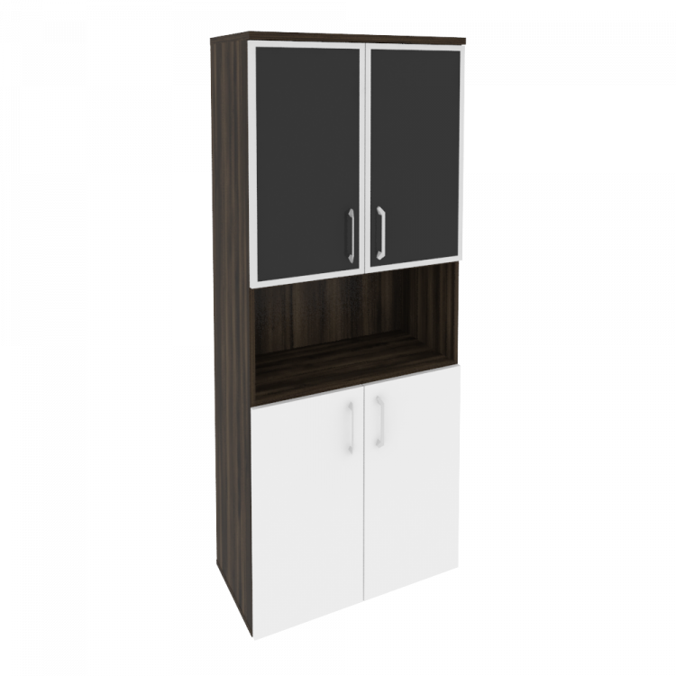 Onix Шкаф высокий широкий O.ST-1.4 R black Дуб Мали/Белый Бриллиант/Cтекло Black 800*420*1977