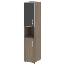 Yalta Шкаф узкий LT.SU-1.4 R (L) black Вяз Благородный/Стекло Black 400*450*1987