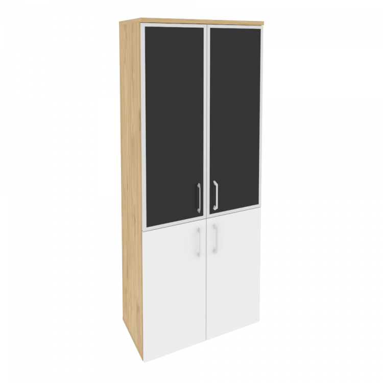 Onix Шкаф высокий широкий O.ST-1.2 R black Тиквуд Светлый/Белый Бриллиант/Cтекло Black 800*420*1977