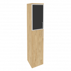 Onix Шкаф высокий узкий левый O.SU-1.7 R (L) black Тиквуд Светлый/Стекло Black 400*420*1977