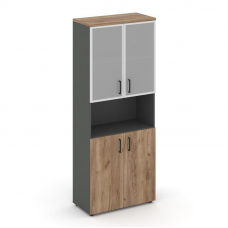 Style Project Шкаф высокий широкий SN.STS-106 Антрацит/Дуб Табак/Сатин/Черный Ручки 796*400*1982