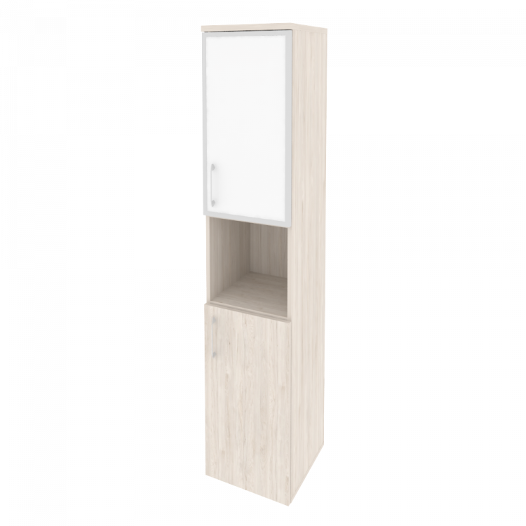 Onix Шкаф высокий узкий правый O.SU-1.4 R (R) white Денвер Светлый/Стекло White 400*420*1977