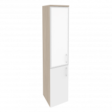 Onix Шкаф высокий узкий левый O.SU-1.2 R (L) white Дуб Аттик/Белый Бриллиант/Стекло White 400*420*19