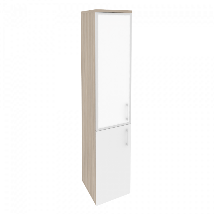 Onix Шкаф высокий узкий левый O.SU-1.2 R (L) white Дуб Аттик/Белый Бриллиант/Стекло White 400*420*19