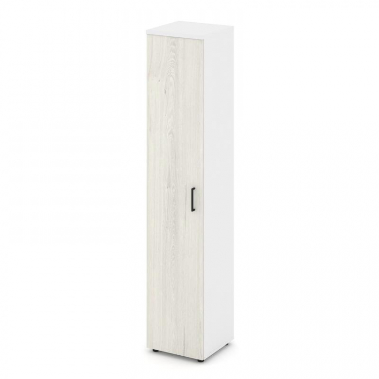 Style Project Шкаф высокий узкий универсальный SN.STU-108 Белый/Белый/Дуб Наварра/Черный Ручки 400*4