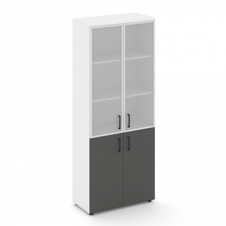 Style Project Шкаф высокий широкий SN.STS.E-103 Белый/Белый/Антрацит/Черный Ручки 796*400*1982