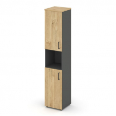 Style Project Шкаф высокий узкий SN.STU-107(L) Антрацит/Тиквуд Светлый/Черный Ручки 400*400*1982