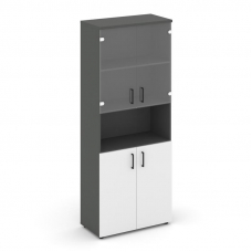 Style Project Шкаф высокий широкий SN.STS.E-105 Антрацит/Антрацит/Белый/Черный Ручки 796*400*1982