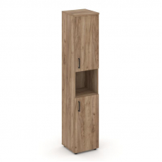 Style Project Шкаф высокий узкий SN.STU-107(R) Дуб Табак/Черный Ручки 400*400*1982