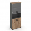 Style Project Шкаф высокий широкий SN.STS-105 Антрацит/Дуб Табак/Прозрачный/Черный Ручки 796*400*198