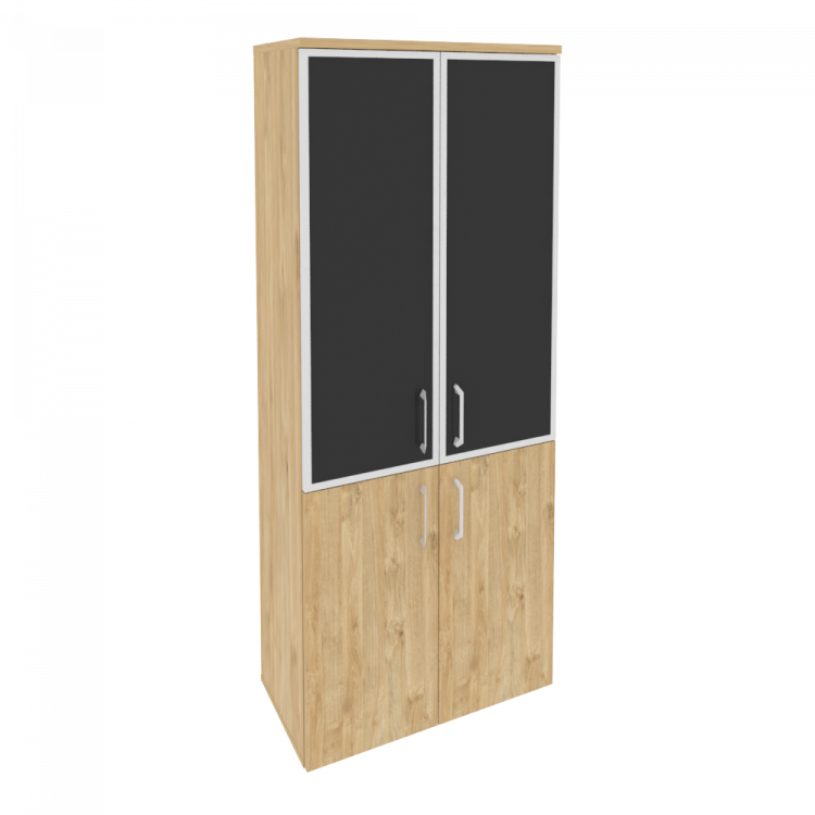 Onix Шкаф высокий широкий O.ST-1.2 R black Тиквуд Светлый/Стекло Black 800*420*1977
