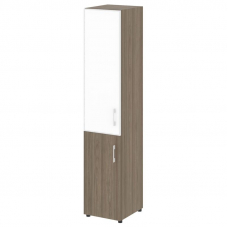 Yalta Шкаф узкий LT.SU-1.2 R (L) white Вяз Благородный/Стекло White 400*450*1987