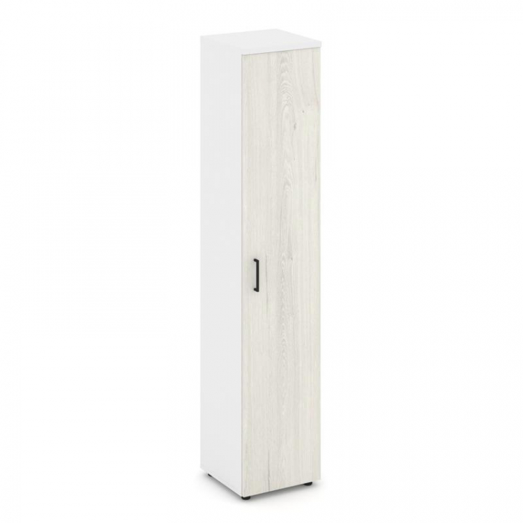 Style Project Шкаф высокий узкий универсальный SN.STU-108 Белый/Белый/Дуб Наварра/Черный Ручки 400*4