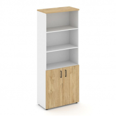 Style Project Шкаф высокий широкий SN.STS-101 Белый/Тиквуд Светлый/Черный Ручки 796*400*1982