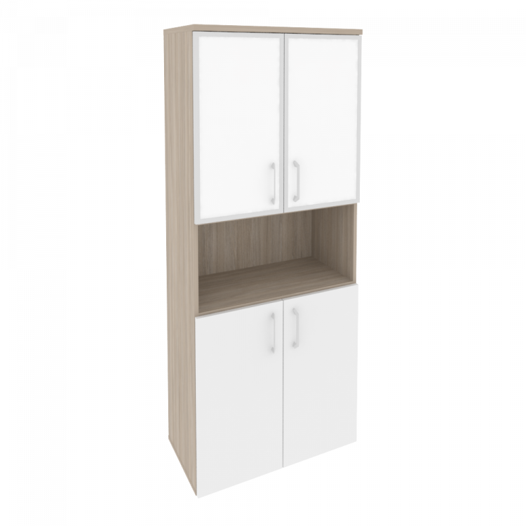 Onix Шкаф высокий широкий O.ST-1.4 R white Дуб Аттик/Белый Бриллиант/Стекло White 800*420*1977