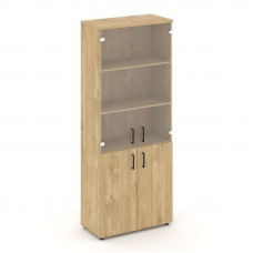 Style Project Шкаф высокий широкий SN.STS-102 Тиквуд Светлый/Прозрачный/Черный Ручки 796*400*1982