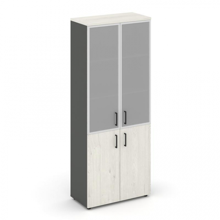 Style Project Шкаф высокий широкий SN.STS.E-103 Антрацит/Дуб Наварра/Сатин/Черный Ручки 796*400*1982