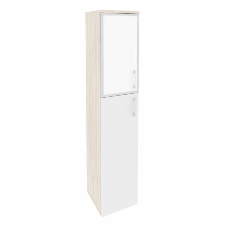 Onix Шкаф высокий узкий левый O.SU-1.7 R (L) white Денвер Светлый/Белый Бриллиант/Стекло White 400*4