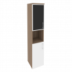 Onix Шкаф высокий узкий левый O.SU-1.4 R (L) black Дуб Аризона/Белый Бриллиант/Cтекло Black 400*420*