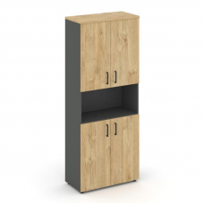 Style Project Шкаф высокий широкий SN.STS-107 Антрацит/Тиквуд Светлый/Черный Ручки 796*400*1982