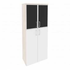 Onix Шкаф высокий широкий O.ST-1.7 R black Денвер Светлый/Белый Бриллиант/Cтекло Black 800*420*1977