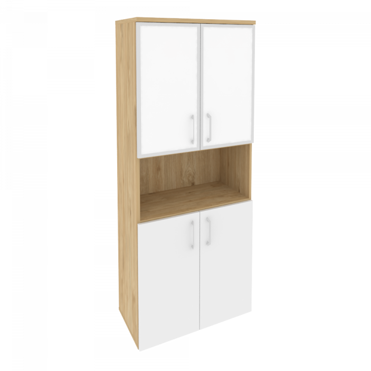 Onix Шкаф высокий широкий O.ST-1.4 R white Тиквуд Светлый/Белый Бриллиант/Стекло White 800*420*1977