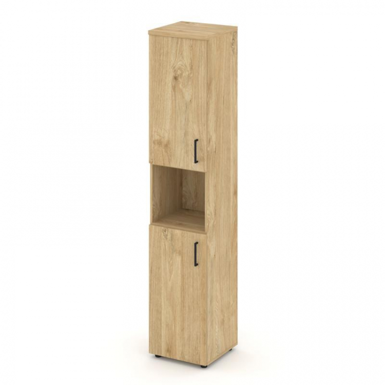 Style Project Шкаф высокий узкий SN.STU-107(L) Тиквуд Светлый/Черный Ручки 400*400*1982