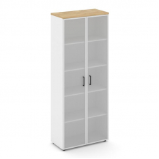 Style Project Шкаф высокий широкий SN.STS-109 Белый/Тиквуд Светлый/Сатин/Черный Ручки 796*400*1982