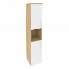 Onix Шкаф высокий узкий левый O.SU-1.5 (L) Тиквуд Светлый/Белый Бриллиант 400*420*1977