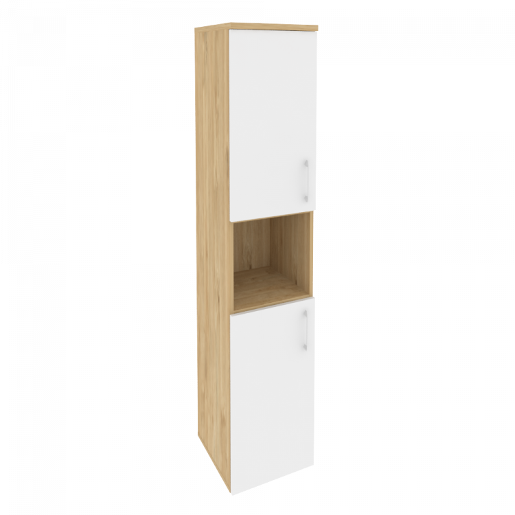 Onix Шкаф высокий узкий левый O.SU-1.5 (L) Тиквуд Светлый/Белый Бриллиант 400*420*1977