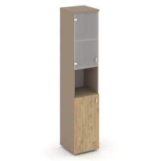 Estetica Шкаф высокий узкий левый ES.SU-1.4 (L) Латте/Тиквуд Светлый/Сатин матовый 400*420*1977