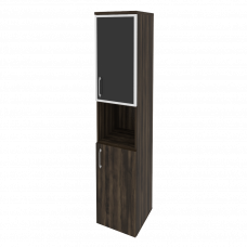 Onix Шкаф высокий узкий правый O.SU-1.4 R (R) black Дуб Мали/Стекло Black 400*420*1977