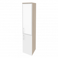 Onix Шкаф высокий узкий правый O.SU-1.2 R (R) white Дуб Аттик/Белый Бриллиант/Стекло White 400*420*1