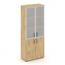 Style Project Шкаф высокий широкий SN.STS.E-103 Тиквуд Светлый/Сатин/Черный Ручки 796*400*1982