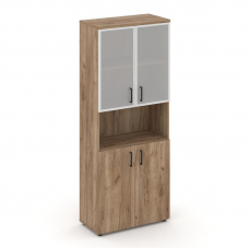 Style Project Шкаф высокий широкий SN.STS.E-106 Дуб Табак/Сатин/Черный Ручки 796*400*1982