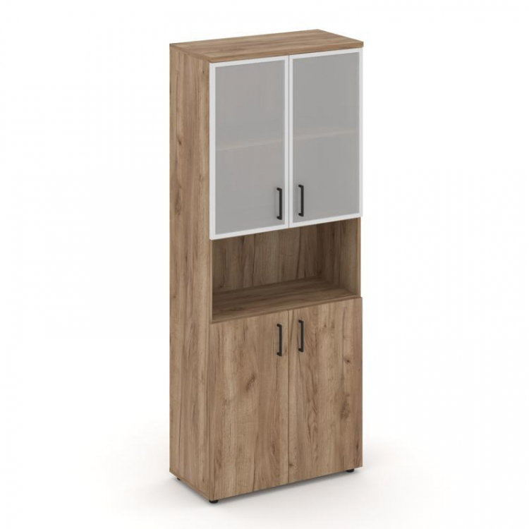 Style Project Шкаф высокий широкий SN.STS.E-106 Дуб Табак/Сатин/Черный Ручки 796*400*1982