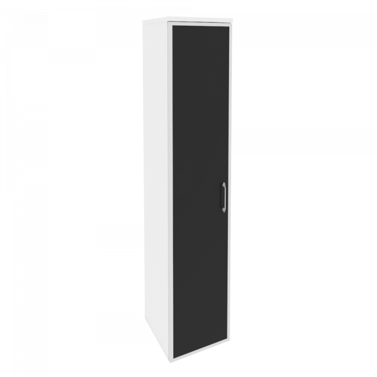 Onix Шкаф высокий узкий левый O.SU-1.10 R (L) black Белый Бриллиант/Cтекло Black 400*420*1977