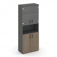 Style Project Шкаф высокий широкий SN.STS-105 Антрацит/Вяз Благородный/Прозрачный/Черный Ручки 796*4