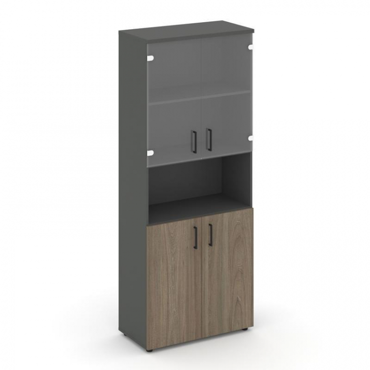 Style Project Шкаф высокий широкий SN.STS-105 Антрацит/Вяз Благородный/Прозрачный/Черный Ручки 796*4