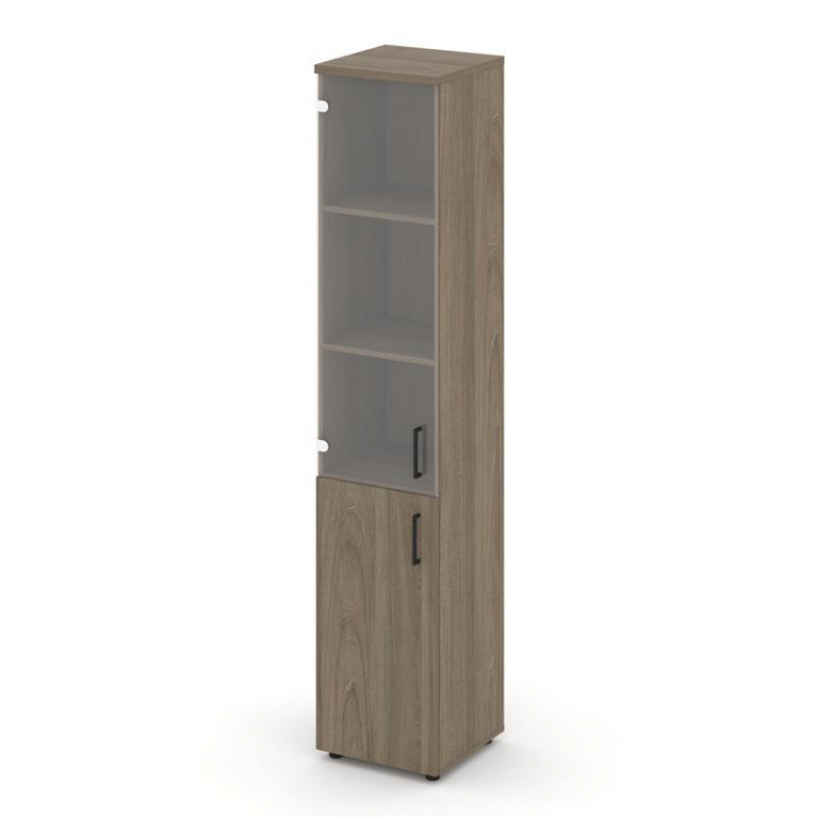 Style Project Шкаф высокий узкий SN.STU.E-102(L) Вяз Благородный/Прозрачный/Черный Ручки 400*400*198