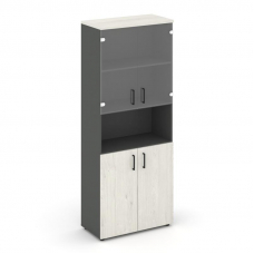 Style Project Шкаф высокий широкий SN.STS.E-105 Антрацит/Дуб Наварра/Прозрачный/Черный Ручки 796*400