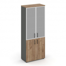 Style Project Шкаф высокий широкий SN.STS.E-103 Антрацит/Дуб Табак/Сатин/Черный Ручки 796*400*1982