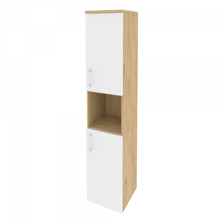 Onix Шкаф высокий узкий правый O.SU-1.5 (R) Тиквуд Светлый/Белый Бриллиант 400*420*1977