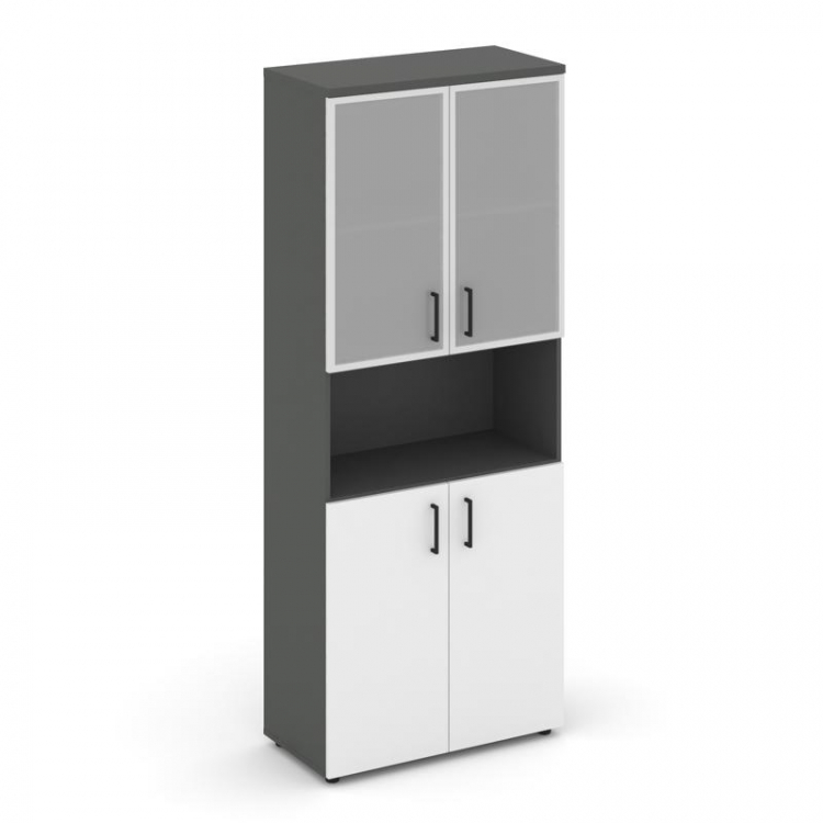 Style Project Шкаф высокий широкий SN.STS.E-106 Антрацит/Антрацит/Белый/Черный Ручки 796*400*1982