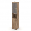 Style Project Шкаф высокий узкий SN.STU.E-105(L) Дуб Табак/Прозрачный/Черный Ручки 400*400*1982
