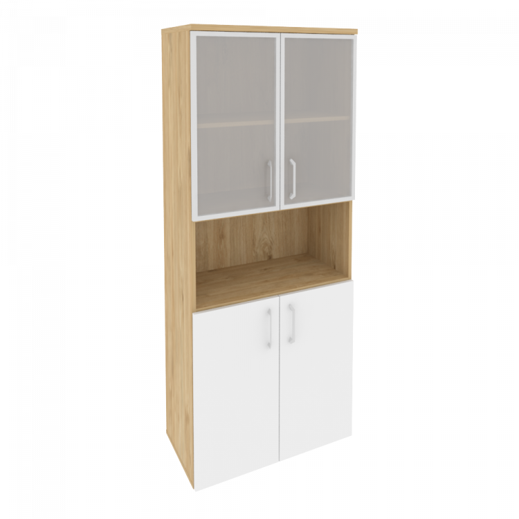 Onix Шкаф высокий широкий O.ST-1.4 R Тиквуд Светлый/Белый Бриллиант 800*420*1977