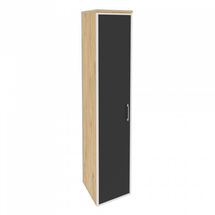 Onix Шкаф высокий узкий левый O.SU-1.10 R (L) black Тиквуд Светлый/Стекло Black 400*420*1977