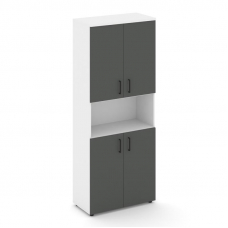 Style Project Шкаф высокий широкий SN.STS-107 Белый/Белый/Антрацит/Черный Ручки 796*400*1982